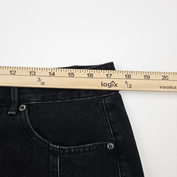 American Eagle Hi Rise A-Line Skirt Women's Size 14 Black Stretch Button Front - Picture 6 of 8